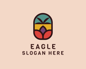 Palm Tree Stained Glass logo design
