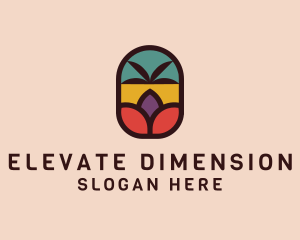 Palm Tree Stained Glass logo design