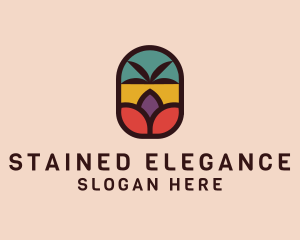 Palm Tree Stained Glass logo design