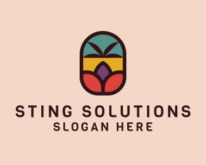 Palm Tree Stained Glass logo design