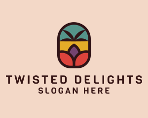 Palm Tree Stained Glass logo design