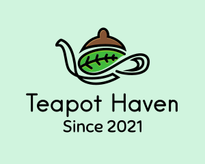 Teapot - Leaf Coffee Pot logo design