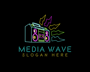 Broadcast - Neon Radio Broadcast logo design