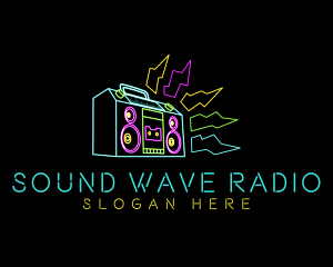 Radio - Neon Radio Broadcast logo design