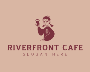 Coffee Cafe Girl logo design