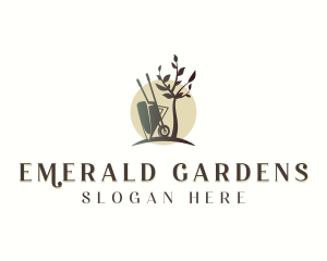 Plant Garden Wheelbarrow logo design