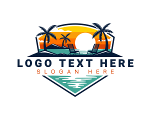 Recreation - Sunset Beach Ocean logo design