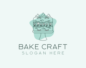 Flower Cake Dessert logo design