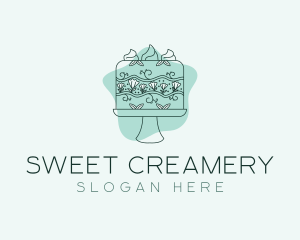 Flower Cake Dessert logo design