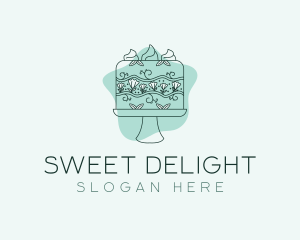 Flower Cake Dessert logo design