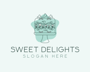 Flower Cake Dessert logo design