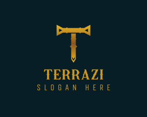 Medieval Style Business Letter T logo design