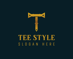 Medieval Style Business Letter T logo design