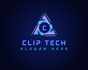 Cyber Tech Triangle logo design