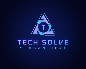 Cyber Tech Triangle logo design