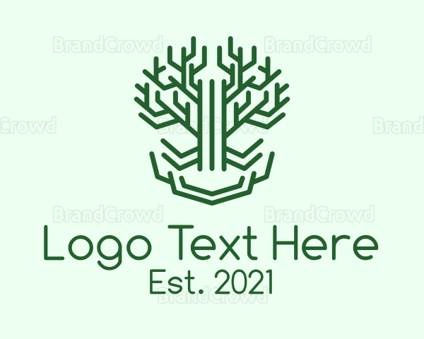 Symmetrical Green Tree Logo