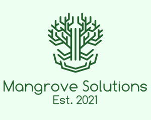 Mangrove - Symmetrical Green Tree logo design