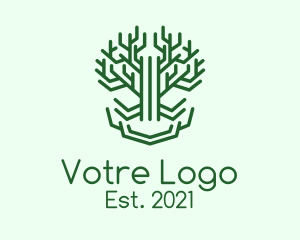 Environment Friendly - Symmetrical Green Tree logo design