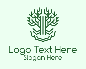 Symmetrical Green Tree Logo