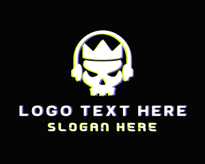Cyberspace - Crown Skull Headphones logo design