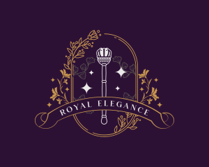 Floral Royal Scepter Wand logo design