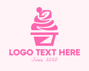 Pastries - Pink Cupcake Dessert logo design