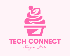 Pink Cupcake Dessert Logo