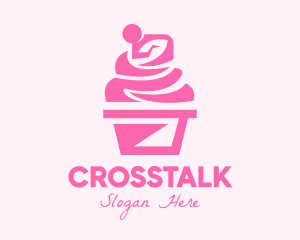 Pink Cupcake Dessert Logo