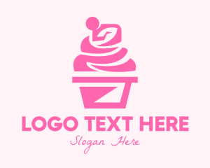 Pink Cupcake Dessert Logo