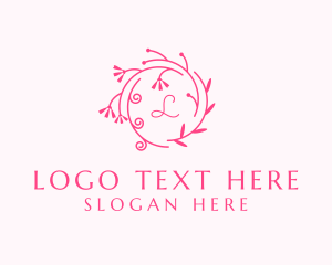 Pink - Ornamental Floral Wreath logo design