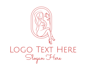 Waxing - Beautiful Adult Woman Portrait logo design