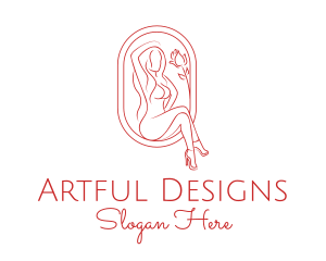 Beautiful Adult Woman Portrait logo design