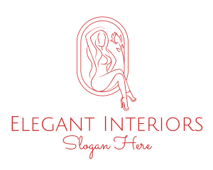 Beautiful Adult Woman Portrait logo design