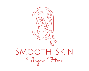 Waxing - Beautiful Adult Woman Portrait logo design