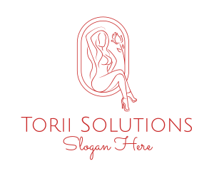 Beautiful Adult Woman Portrait logo design