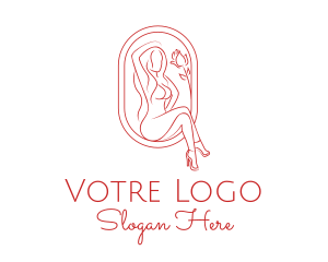 Vlogger - Beautiful Adult Woman Portrait logo design