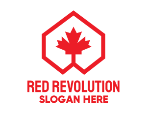 Red Canadian Maple Geometric logo design