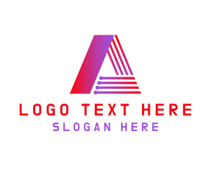 Telecommunication - Tech Circuitry Letter A logo design