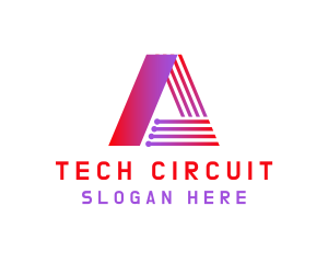 Circuitry - Tech Circuitry Letter A logo design