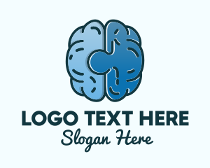 Neurologist - Blue Brain Puzzle logo design