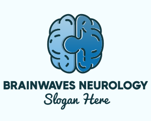 Neurology - Blue Brain Puzzle logo design