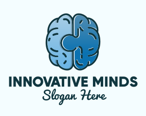 Genius - Blue Brain Puzzle logo design