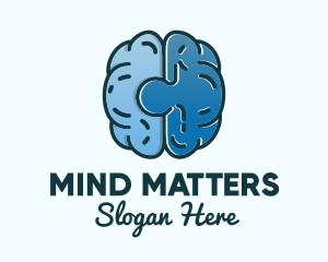 Neurologist - Blue Brain Puzzle logo design