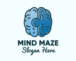 Puzzle - Blue Brain Puzzle logo design