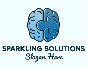 Brilliant - Blue Brain Puzzle logo design