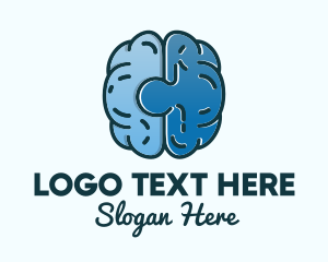 Think - Blue Brain Puzzle logo design