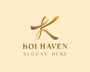 Gold Luxury Ribbon logo design