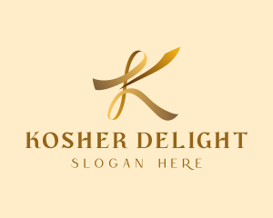 Gold Luxury Ribbon logo design