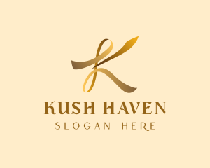 Gold Luxury Ribbon logo design