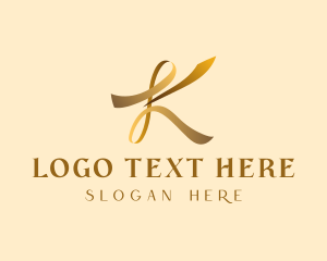 Letter K - Gold Luxury Ribbon logo design